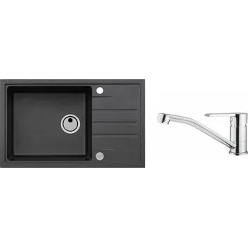 Granitový dřez Set Alveus Intermezzo 130 Black 91 + Ruta Chrom