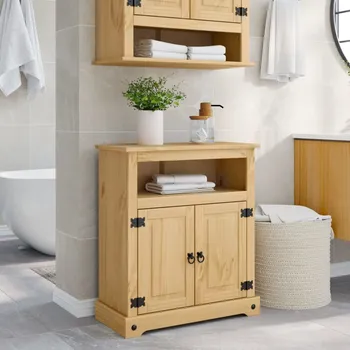 Koupelnový nábytek Koupelnová skříňka Corona 70 x 33 x 80 cm masivní borové dřevo Hnědá 4013405