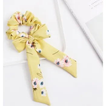 Flamenco Mystique Elastický krátký šátek na vlasy žlutý PIN UP GUM36WZ5