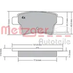 METZGER Sada brzdových destiček, kotoučová brzda 1170264