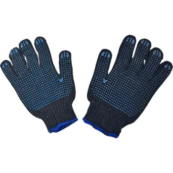 Pracovní rukavice Pracovní rukavice šité z bavlny s protiskluzovými terčíky z PVC, velikost 8, modrá/modrá