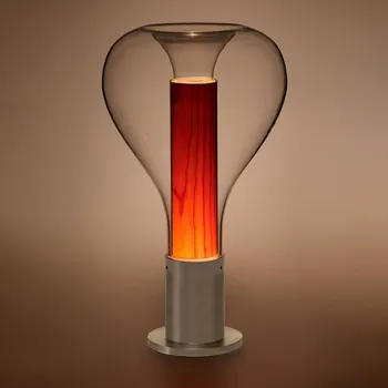 Lampička LZF LamPS LZF Eris LED stolní lampa sklo hliník/třešeň - Ø základny 12 cm; délka kabelu 145 cm čirá, hliníková, třešňově hnědá 1 x 7 W LED - Doprava zdarma