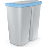 Odpadkový koš DUO šedý, 45 l, modrá / šedá