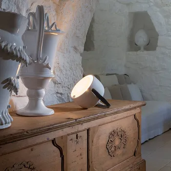 Lampička Karman Bag - designová stolní lampa z keramiky bílá, antracitová 1 x 5 W LED - Doprava zdarma