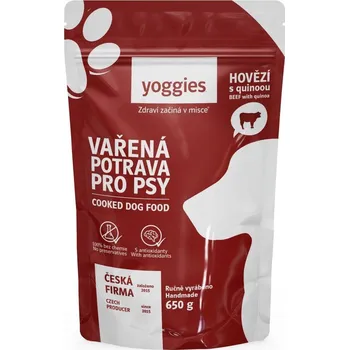 650g Yoggies Vařená potrava pro psy – hovězí maso s quinoou