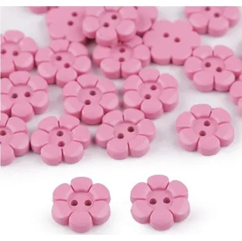 Galanterie Knoflík plastový, 11mm, květ-6, růžový světlý