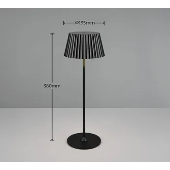 Venkovní osvětlení Reality Leuchten Stolní lampa Suarez LED s dobíjením, černá, výška 39 cm, kovová - Základna - Ø 12 cm, výška 7 cm; délka kabelu USB-C 100 cm černá matná 1 x 1,5 W LED - Doprava zdarma