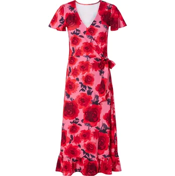 Dámské šaty esmara® Dámské šaty (L, vzor růžová / červená)
