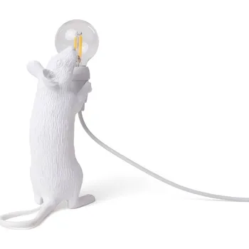 Lampička SELETTI Mouse Lamp LED dekorativní lampa USB vertikální bílá - kabel 250 cm 1 x 1 W LED - Doprava zdarma