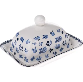 Máslenka Porcelánová máslenka Floral 17,8 x 13 x 9,2 cm modrá/bílá