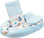 New Baby Luxusní hnízdečko s polštářkem a peřinkou z Minky modré