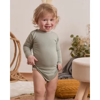 Dětské body s dlouhým rukávem, olivově zelené 80