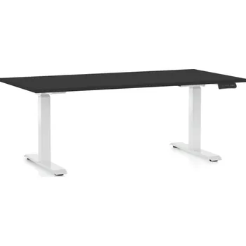 Psací stůl Výškově nastavitelný stůl OfficeTech D, 160 x 80 cm, bílá podnož, černá