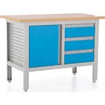 Dílenský stůl Solid Compact se zásuvkami, 120 x 60 x 86,5 cm, modrá - ral 5012