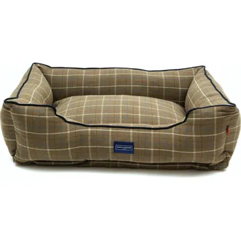 Pelíšek pro psa Kostkovaný hnědozelený pelíšek pro psy - 85x70x25 cm (Kostkovaný obdélníkový pelíšek pro psy v hnědozelené barvě. Pelíšek je snadno pratelný, s vyndavatelným polštářem a protiskluzovým dnem. Rozměry 85x70x25 cm. )