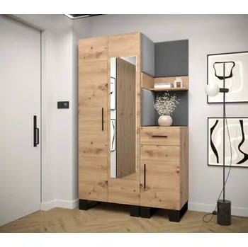 Předsíňová stěna Předsíňová stěna se zrcadlem Artin 16 - dub Artisan Barva: Tmavě šedá - Manila 16