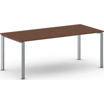 Psací stůl Jednací kancelářský stůl PRIMO INFINITY, 200x90 cm, šedostříbrná podnož, třešeň