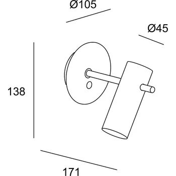 Lampička LEDS-C4 Nude nástěnné světlo E27 šedá/černá - Ø čelního panelu nástěnného držáku 10,5 cm; Ø nástěnný držák 8 cm šedá, černá 1 x 15 W LED - Doprava zdarma