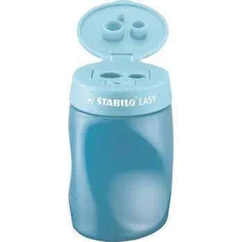 Ořezávátko Ořezávátko Easy se zásobníkem, modrá, 3 otvory, pro leváky, STABILO