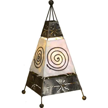 Lampička Woru Stolní lampa Carlo s motivem spirály a slunce - Délka zástrčkového kabelu 200 cm černá, bílá 1 x 40 W - Doprava zdarma