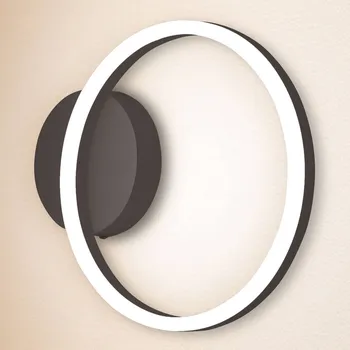 Lampička Fabas Luce LED nástěnné světlo Giotto, jeden zdroj, černá - Ø osvětlovacího prvku 30 cm černé LED celkem 18 W - Doprava zdarma