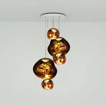 Tom Dixon závěsné světlo Melt Large Round, Ø 95 cm, jantarově zlaté - Ø baldachýn 58 cm zlatá, černá 5 x 6 W LED - Doprava zdarma