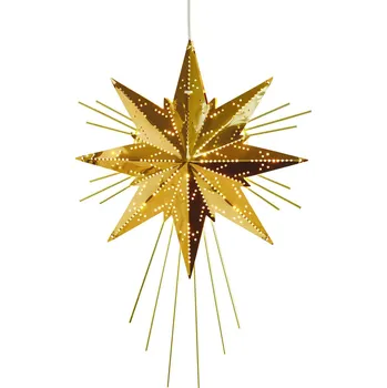 Lampička STAR TRADING Dekorační hvězda Mini Luxe z kovu, mosaz - délka napájecího kabelu 350 cm 1 x 25 W - Doprava zdarma