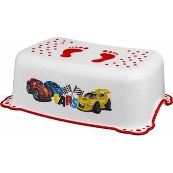 Držák na kartáček BISK Erga 4 KIDS, dětské protiskluzové stupátko do koupelny Auta, bílá, ERG-07773