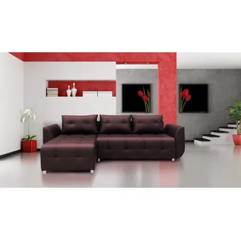 Sedací souprava Rozkládací rohová sedačka SARA Tmavě hnědá