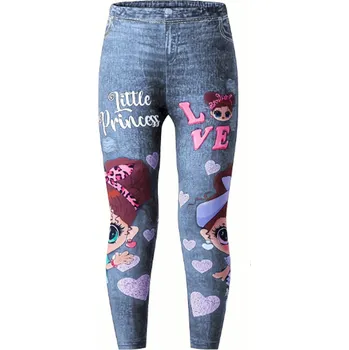 Letní legínky - PANENKY - MODRÉ (6-7let) (Značka: FOSHAN)