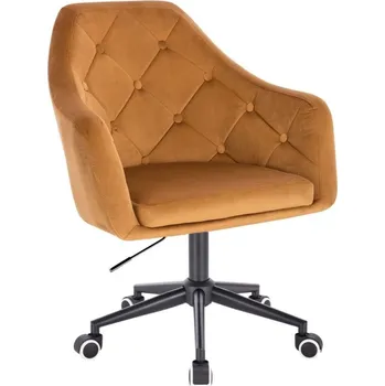 Jídelní židle LuxuryForm DESIGN Kosmetické křeslo ANDORA VELUR na černé podstavě s kolečky - medové