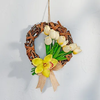 Věnec 3Pagen Ratanový věnec s tulipány Průměr 28 cm