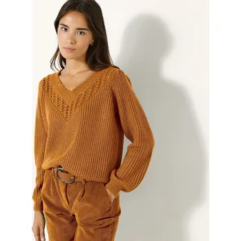 Dámské oblečení Blancheporte Pulovr s ažurovým vzorem medová 34/36