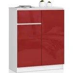 Komoda K80 2D1SZ bílá/červená lesk