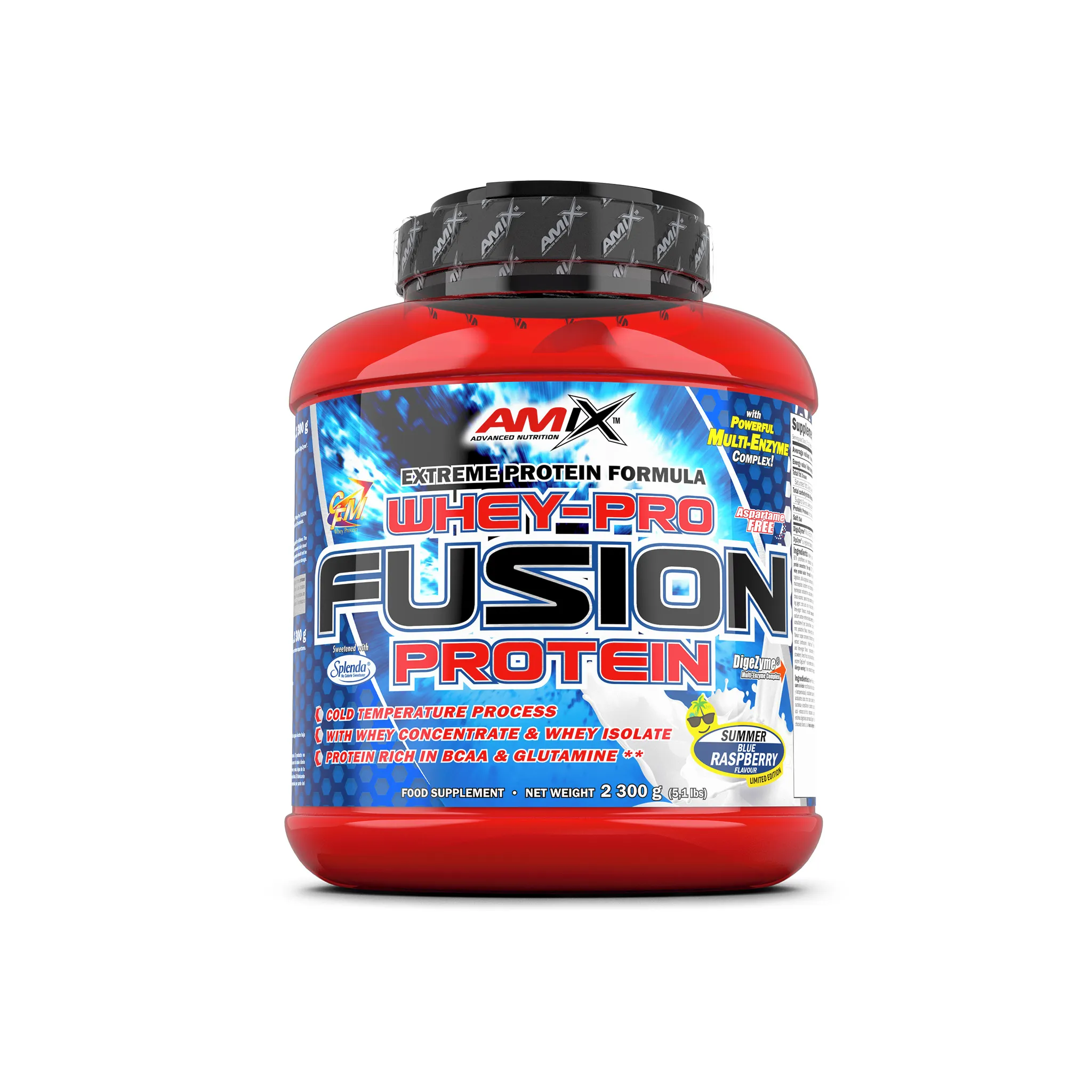 Fotografie 1 - Protein Amix Whey Pure Fusion Protein 2300 g modrá malina