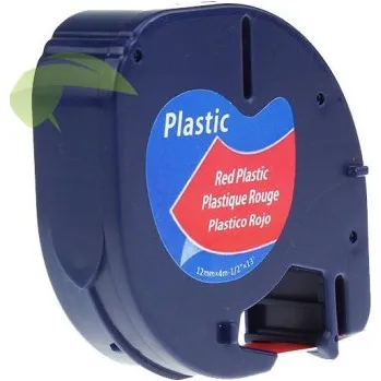 Pásek do tiskárny TONERSYP páska pro Dymo 59424 LetraTag, 12mm x 4m, černý tisk / červený podklad