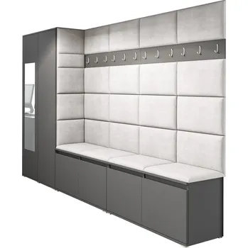 Šatní skříň Předsíňová stěna AMI 9 Azurová Bez zrcadla Dub artisan/černá