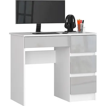 Dětská skříň Počítačový stůl A7 pravá bílá/metalic lesk