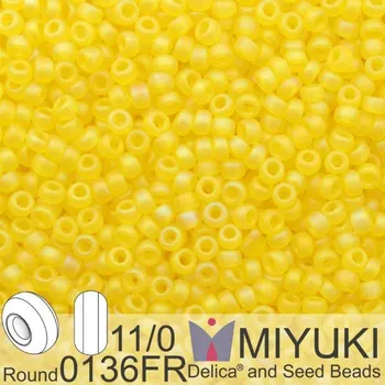 Korálek Korálky Miyuki Round 11/0. Barva 0136FR Matte Tr Yellow AB . Balení 5g.