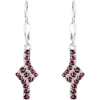 Náušnice granát - stříbrné náušnice (2141-4) povrchová úprava: rhodiované