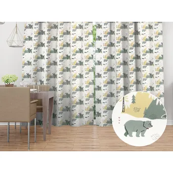 ubrus Sametový závěs Tamara TMR-031 Medvědi v horách 135x140 cm