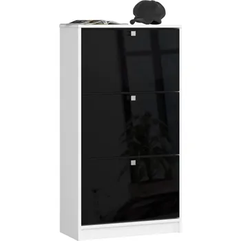 Předsíňová stěna Botník se třemi dvířky bílá/černá lesk