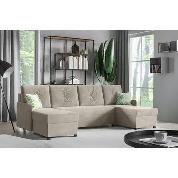 Obývací pokoj Rozkládací rohová sedací souprava 108U DAVID Krémová