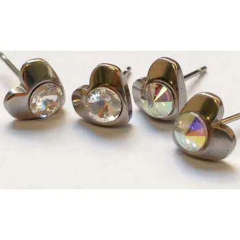 Souprava šperků Náušnice puzety srdíčka s Rivolkou Preciosa z chirurgické oceli - Barva šatonů Crystal VL 236