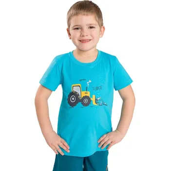 Chlapecké tričko Betty mode tyrkysové traktor s radlicí