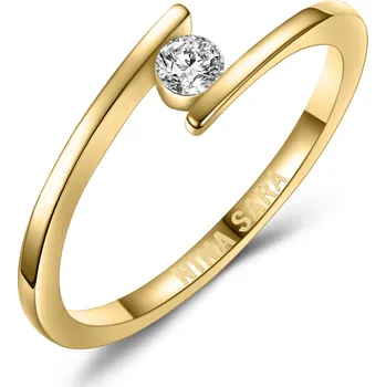 Prsten NINA SARA® Zlatý zásnubní prsten s diamantem - velikost 48 - NS617D-YG-48