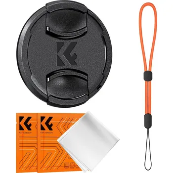 K&F 77MM Lens Caps Kit with *2+Anti-lost rope*2+vacuum cleaning cloth*2