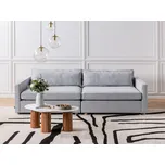 Světle šedá polyesterová čalouněná pohovka třímístná dřevěné nohy područky pohovka do obývacího pokoje moderní styl Beliani