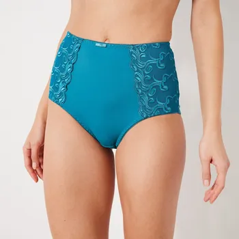 Kalhotky Blancheporte Sada 2 stahujících kalhotek Sienne zn. Confidence Lingerie® z mikrovlákna a vyšívaného tylu smaragdová+bílá 46/48