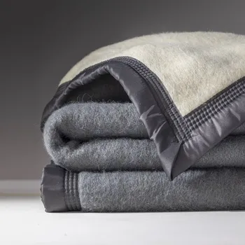 přikrývka Blancheporte Dvoubarevná vlněná přikrývka 600g/m2 šedý melír 180x220 cm